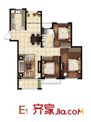 金通牡丹園1、2、5、6號樓E1高層約113平 3室2廳1衛(wèi)1廚