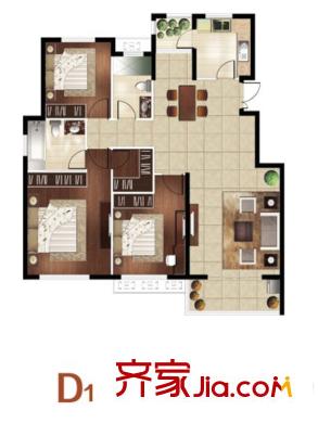 金通牡丹園7號樓D1多層約124平 3室2廳2衛(wèi)1廚