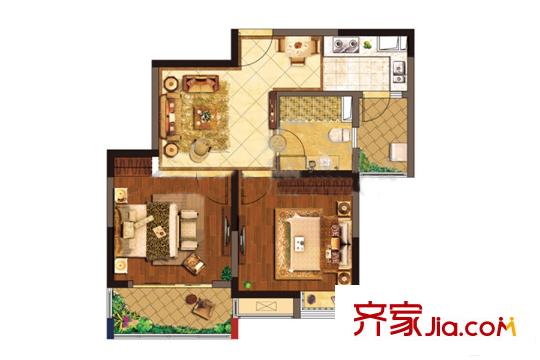 陽光瑞城8#樓A-8戶型 2室2廳1衛(wèi)1廚