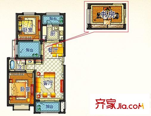 嘉和麗苑c戶(hù)型   3室2廳1衛(wèi)1廚