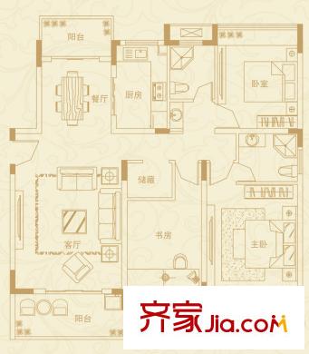 藍(lán)岳首府C戶型 129.90 3室2廳2衛(wèi)