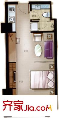 中天清華園GY1戶型 1室1廳1衛(wèi)1廚