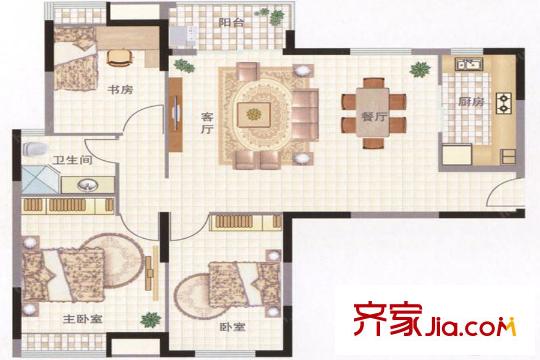 錦繡姜城3室2廳1衛(wèi)115.23平方米  3室2廳1衛(wèi)