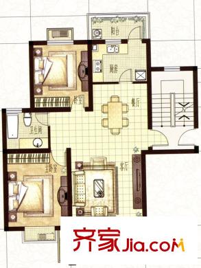 上海大花園戶型C1 2室2廳1衛(wèi)1廚