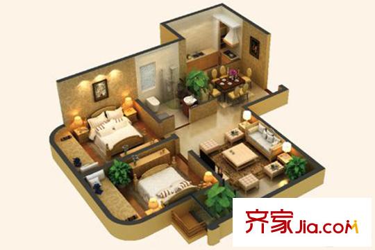 匯鴻香頌7號(hào)樓戶型圖 2室2廳1衛(wèi)1廚