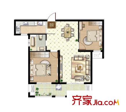 久源尚郡3#02戶型 2室2廳1衛(wèi)1廚