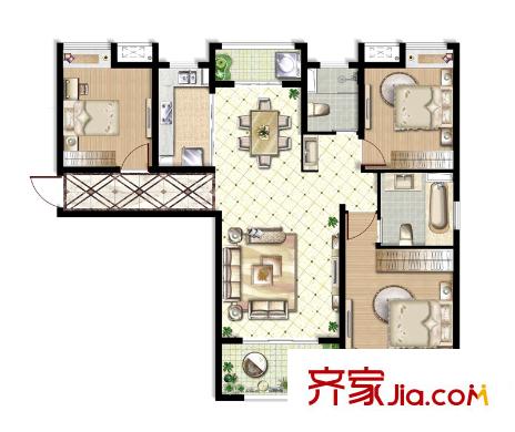 久源尚郡7#01戶型 3室2廳2衛(wèi)1廚