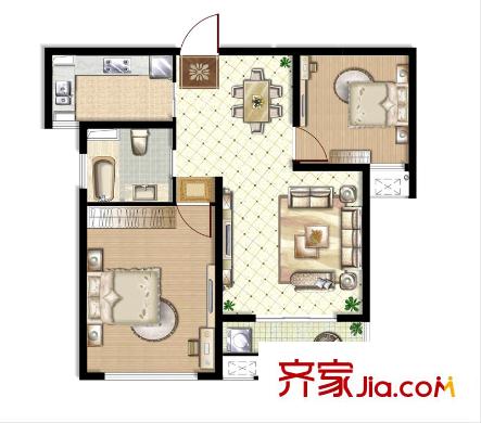 久源尚郡9#02戶型 2室2廳1衛(wèi)1廚