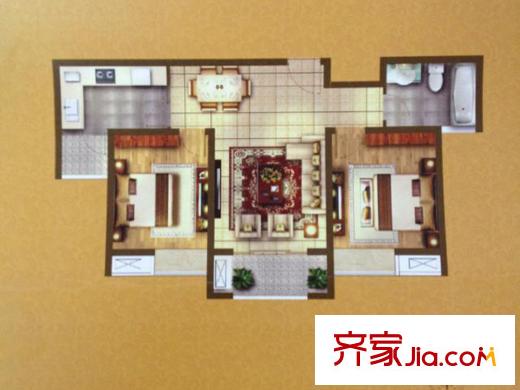 中鐵溪源27#28#樓G-08戶型 2室2廳1衛(wèi)1廚