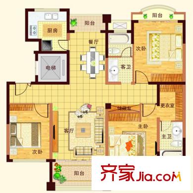 金港帝景藍(lán)灣C戶型 3室2廳2衛(wèi)