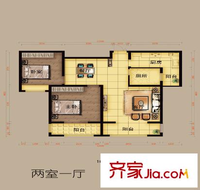 南洋雅苑戶型圖 2室1廳1衛(wèi)1廚