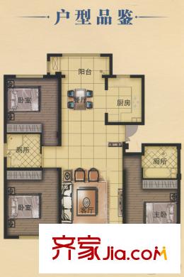 南洋雅苑1號樓B戶型 3室2廳2衛(wèi)1廚