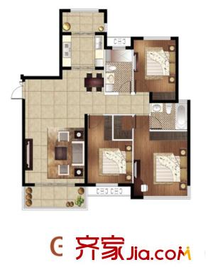 金通牡丹園3號樓G1高層約130平 3室2廳2衛(wèi)1廚
