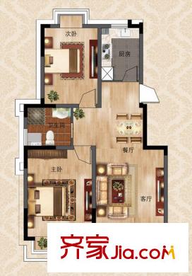 紫金華府熱銷(xiāo)戶型-87.8平方米 2室2廳1衛(wèi)1廚