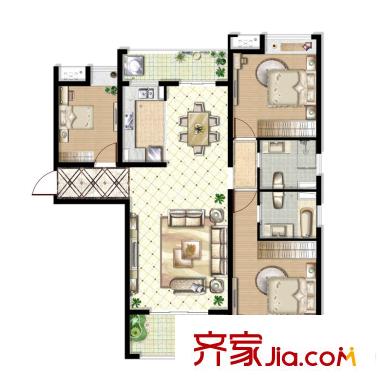 久源尚郡3#01戶型 3室2廳2衛(wèi)1廚