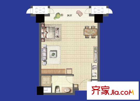 大華錦繡華城小公寓 戶型圖 1室1廳1衛(wèi)1廚