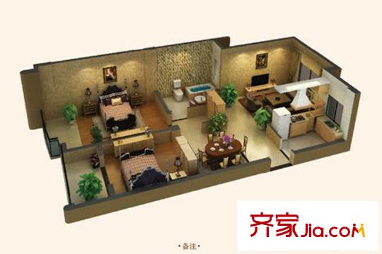 匯鴻香頌4號(hào)樓戶型圖 2室2廳1衛(wèi)1廚