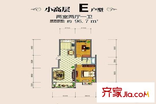 蘇源聚福園6號(hào)樓E戶型 2室2廳1衛(wèi)1廚