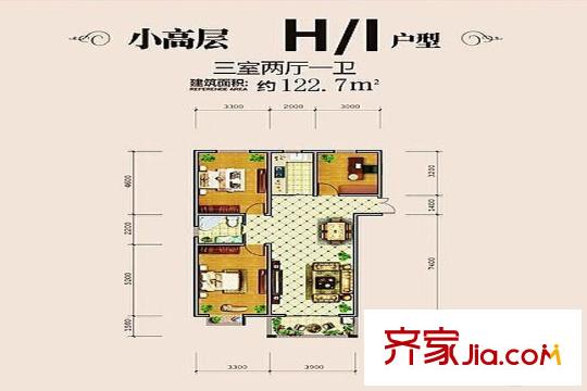 蘇源聚福園3、5號樓HI戶型 3室2廳1衛(wèi)1廚