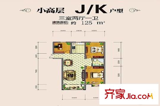 蘇源聚福園3、5號樓JK戶型 3室2廳1衛(wèi)1廚