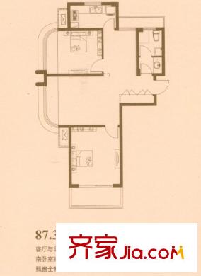 匯鴻香頌戶型圖 2室2廳1衛(wèi)1廚