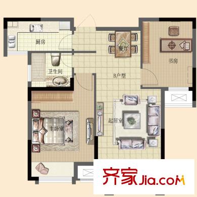 大華錦繡華城戶型圖橫版 2室2廳1衛(wèi)