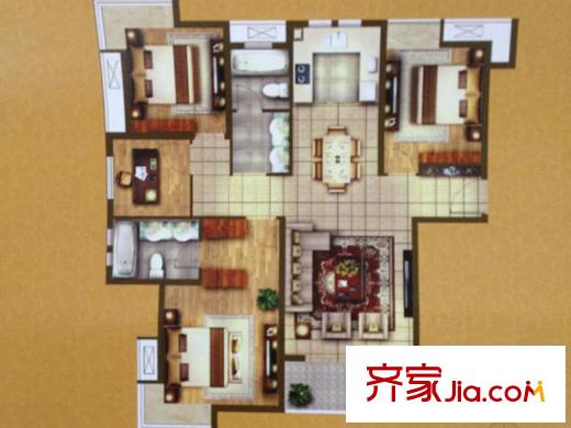 中鐵溪源27#28#樓G-07戶型 4室2廳2衛(wèi)1廚