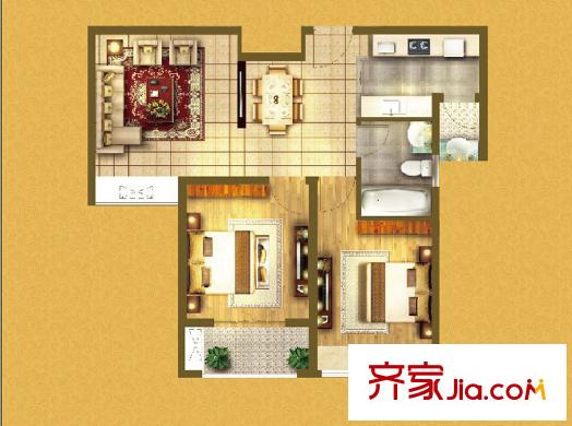 中鐵溪源31#、32#樓G03戶型 2室2廳1衛(wèi)1廚