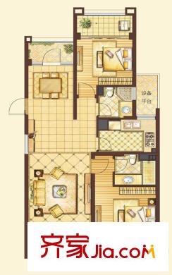 皇家花園一期2#樓A2戶型 2室2廳1衛(wèi)1廚