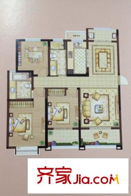 皇家花園4#樓B1戶型 3室2廳2衛(wèi)1廚