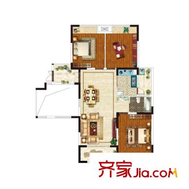 美好易居城戶型B-3 3室2廳1衛(wèi)1廚