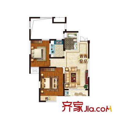 美好易居城戶型A-6 2室2廳1衛(wèi)1廚