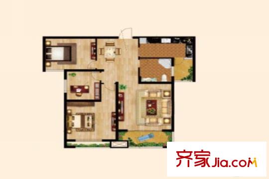香溪美地110平方米戶型 3室2廳1衛(wèi)1廚