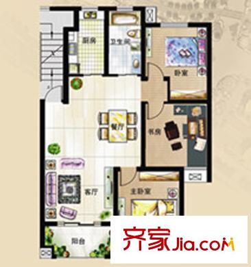 香溪美地c戶型 3室2廳1衛(wèi)1廚