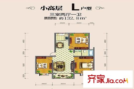 蘇源聚福園1、4號樓L戶型 3室2廳1衛(wèi)1廚