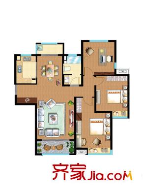 嘉和幸福里5號樓C2-2戶型圖 3室2廳1衛(wèi)1廚