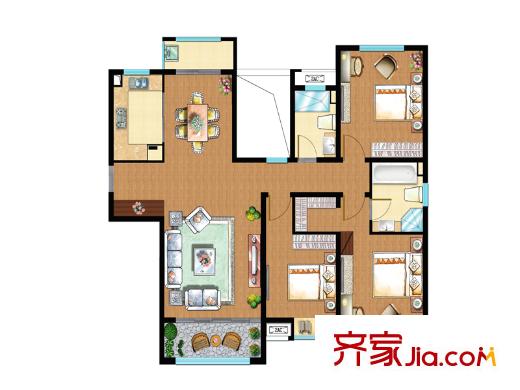 嘉和幸福里5號樓C1戶型圖 3室2廳2衛(wèi)1廚