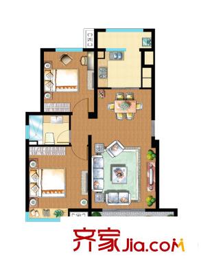 嘉和幸福里2號樓A戶型圖 2室2廳1衛(wèi)1廚