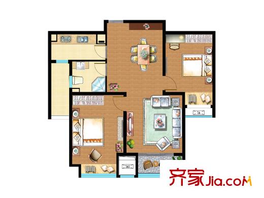 嘉和幸福里5號樓、6號樓、7號樓C4-1戶型圖 2室1廳1衛(wèi)1廚