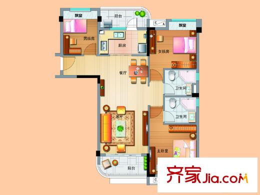泰州碧桂園?林湖郡J475-A 水畔洋房 106平方米 3房2廳2衛(wèi)  3室2廳2衛(wèi)
