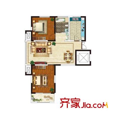 美好易居城戶型A-1 2室2廳1衛(wèi)1廚