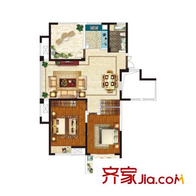 美好易居城戶型A-7 2室2廳1衛(wèi)1廚