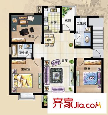 香溪美地B戶型 3室2廳2衛(wèi)1廚