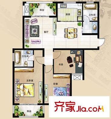 香溪美地D戶型 3室2廳2衛(wèi)1廚