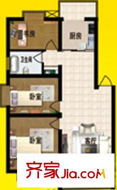 東方名門戶型圖B戶型 3室2廳1衛(wèi)1廚