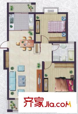 東潤第一城戶型圖D戶型 2室2廳1衛(wèi)1廚