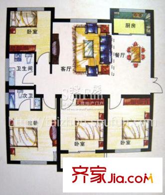 鳳城國(guó)際戶型圖戶型D 4室2廳2衛(wèi)1廚