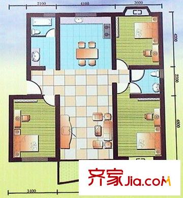 東方名邸 3室 戶型圖