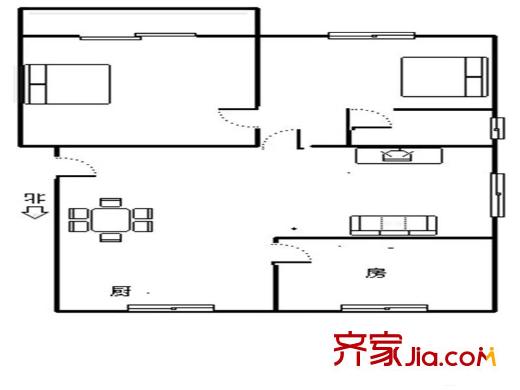 蓮花六區(qū) 2室 戶型圖
