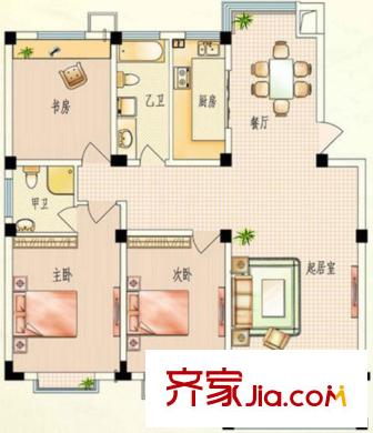 天和家園戶型圖D1戶型 3室2廳2衛(wèi)